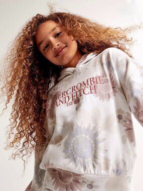 abercrombie kids purple floral hoodie sweatshirt size 9/10